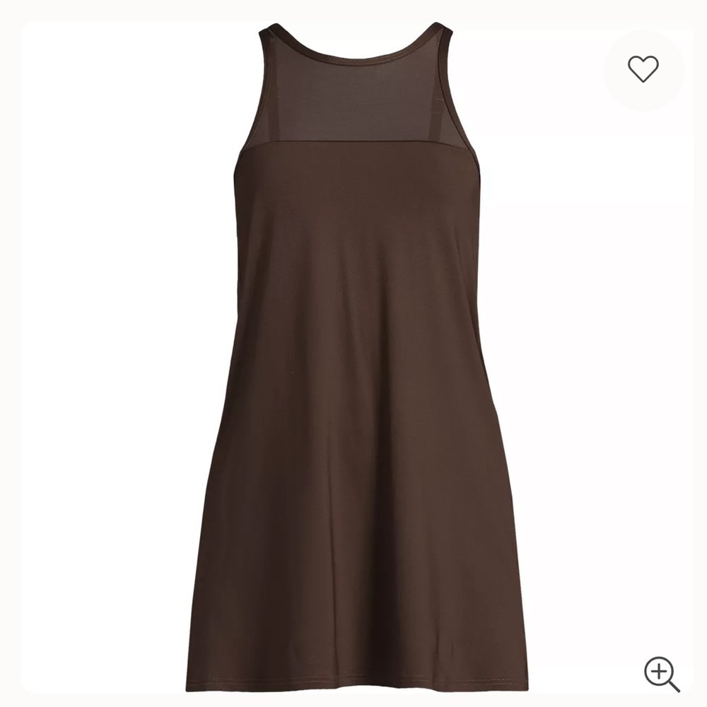Lands' End Coffee Brown Control MeshTop Swim Dress Size 4 NWT